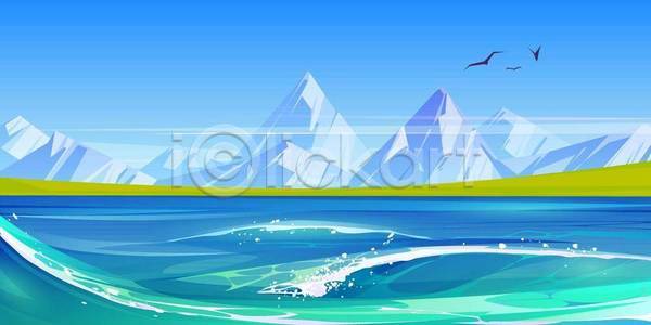 사람없음 EPS 일러스트 해외이미지 디자인 바다 백그라운드 와이드컷 자연 파도 파란색 풍경(경치)