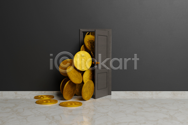 사람없음 3D JPG 포토 해외이미지 가상화폐 금색 동전 문 회색