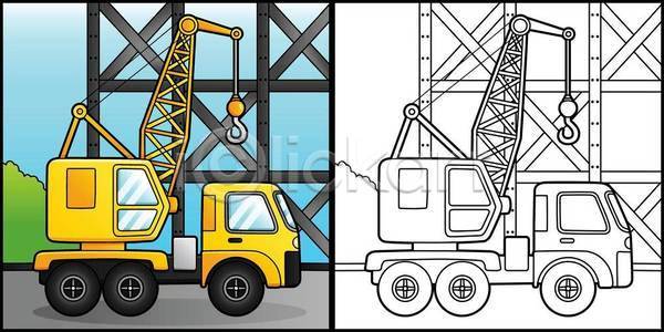 어린이 EPS 일러스트 해외이미지 걸음마 교통시설 그래픽 그림 기계 기중기 낙서 디자인 리프트 리프팅 만화 미술 산업 색칠공부 선 손그림 업무 운전 윤곽 장비 책 컬러풀 클립 클립아트 트랙터 페이지 해외일러스트 화물