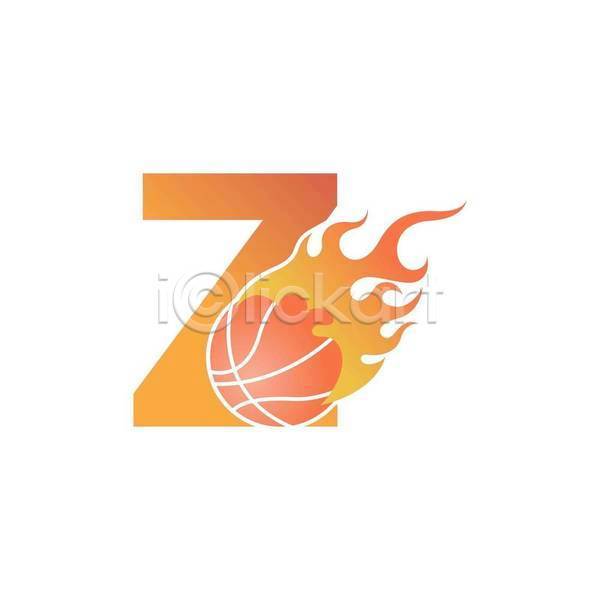 사람없음 EPS 일러스트 해외이미지 Z 농구 농구공 불꽃(불) 심볼 주황색 타이포그라피