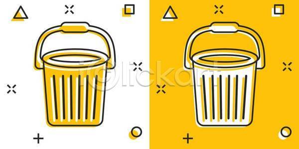 사람없음 EPS 일러스트 해외이미지 노란색 라인아트 양동이 해외일러스트