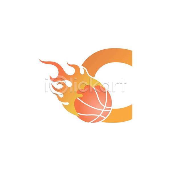 사람없음 EPS 일러스트 해외이미지 C 농구 농구공 불꽃(불) 심볼 주황색 타이포그라피
