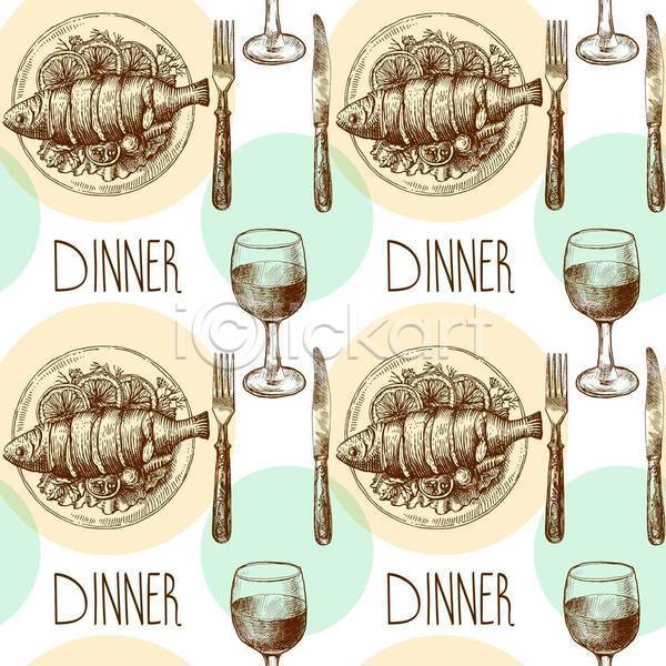사람없음 EPS 일러스트 해외이미지 나이프 생선요리 스케치 와인 와인잔 요리 저녁식사 칼 포크