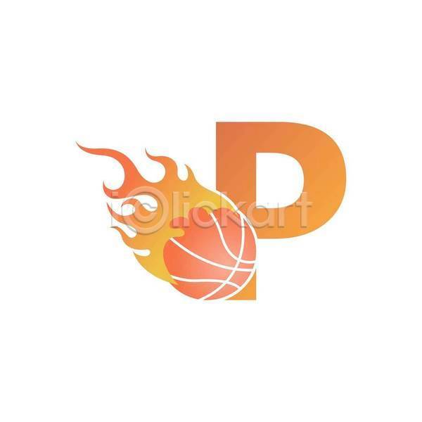 사람없음 EPS 일러스트 해외이미지 P 농구 농구공 불꽃(불) 심볼 주황색 타이포그라피