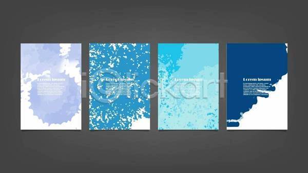 사람없음 EPS 일러스트 해외이미지 디자인 배너 백그라운드 세로 세트 수채화(물감) 추상 파란색