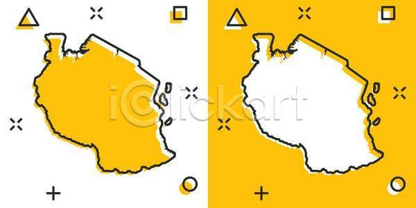 사람없음 EPS 일러스트 해외이미지 노란색 라인아트 지도 지리 탄자니아