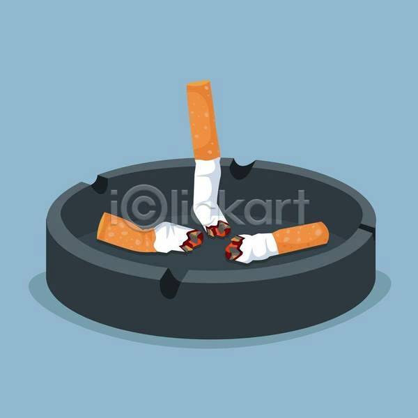 사람없음 EPS 일러스트 해외이미지 금연 담배 담배꽁초 재떨이 하늘색 흡연 흡연금지