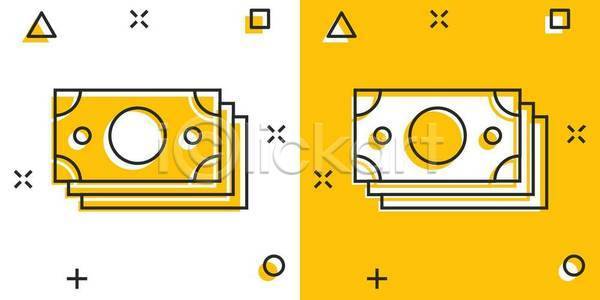 사람없음 EPS 일러스트 해외이미지 노란색 돈 라인아트 지폐 해외일러스트