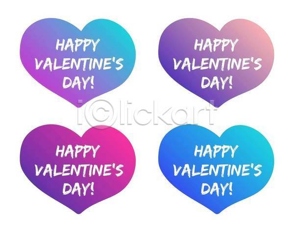 사랑 사람없음 EPS 일러스트 해외이미지 그라데이션 메시지 발렌타인데이 보라색 세트 파란색 하트