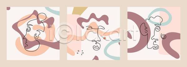 사람없음 EPS 일러스트 해외이미지 기하학 디자인 분홍색 세트 얼굴모양