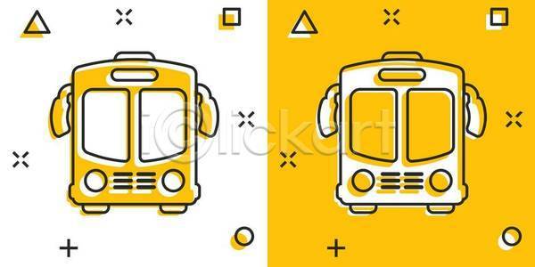 사람없음 EPS 일러스트 해외이미지 노란색 라인아트 버스