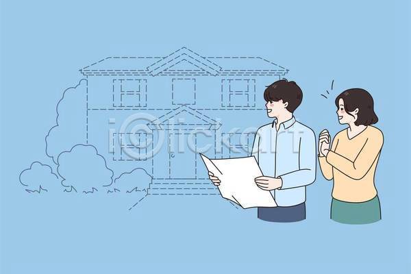 남자 두명 성인 성인만 여자 EPS 일러스트 해외이미지 가족 구매 들기 디자인 문서 상반신 응시 주택 커플
