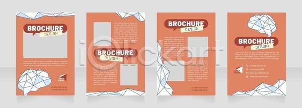 사람없음 EPS 일러스트 해외이미지 뇌 디자인 말풍선 사각형 삼각형 선 세트 조각 주황색 카피스페이스 팜플렛