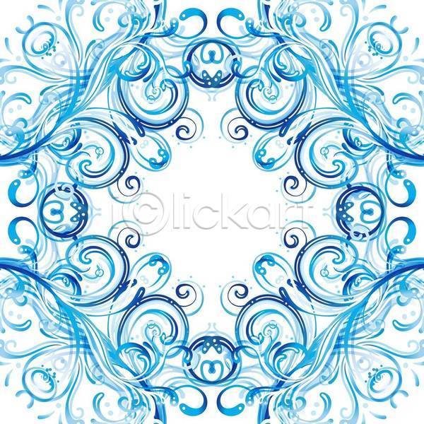 사람없음 EPS 일러스트 해외이미지 디자인 미술 수채화(물감) 파란색 프레임