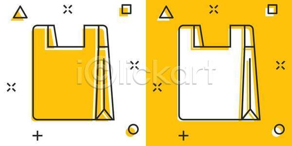 사람없음 EPS 일러스트 해외이미지 노란색 라인아트 쇼핑백 해외일러스트