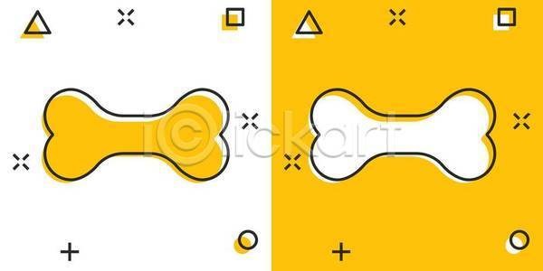 사람없음 EPS 일러스트 해외이미지 개뼈다귀 노란색 라인아트 해외일러스트