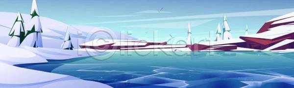 사람없음 EPS 일러스트 해외이미지 겨울 구름(자연) 그래픽 디자인 바다 백그라운드 와이드컷 자연 파란색 풍경(경치) 호수