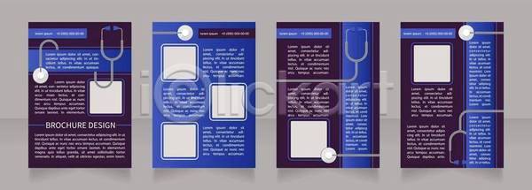 사람없음 EPS 일러스트 해외이미지 디자인 사각형 세트 청진기 카피스페이스 파란색 팜플렛
