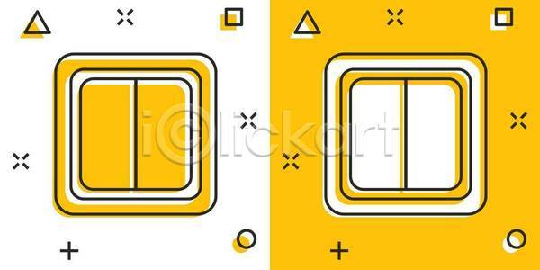 사람없음 EPS 일러스트 해외이미지 노란색 라인아트 스위치 전기에너지 전원(전기) 전원스위치 해외일러스트