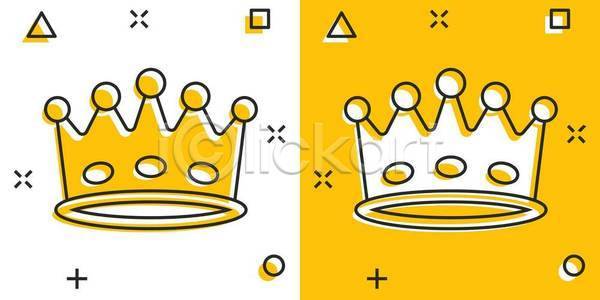 사람없음 EPS 일러스트 해외이미지 노란색 라인아트 왕관 해외일러스트