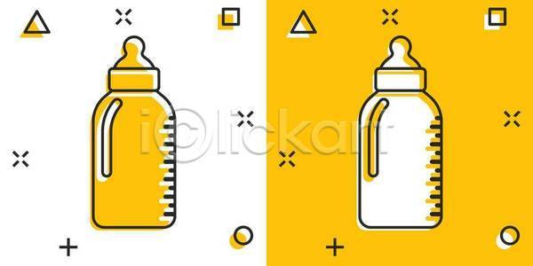 사람없음 EPS 일러스트 해외이미지 노란색 라인아트 젖병 해외일러스트