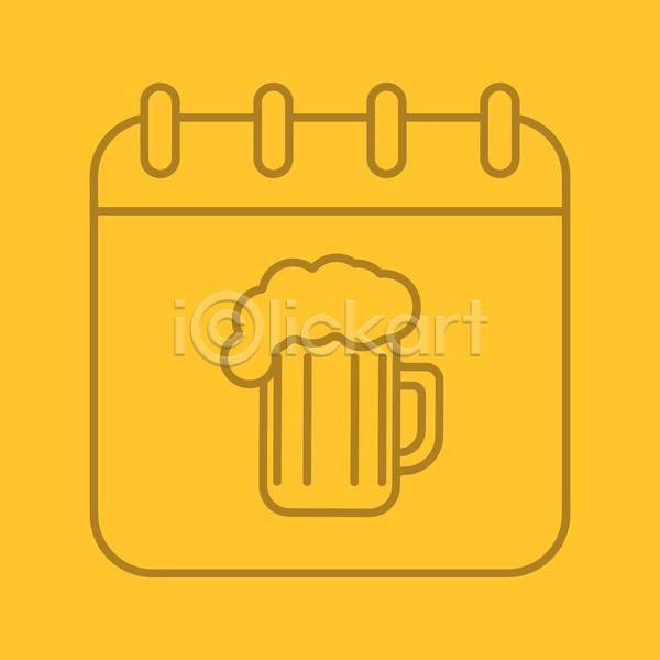 사람없음 EPS 라인일러스트 일러스트 해외이미지 노란색 달력 디자인 맥주 맥주잔 페이지 플랫