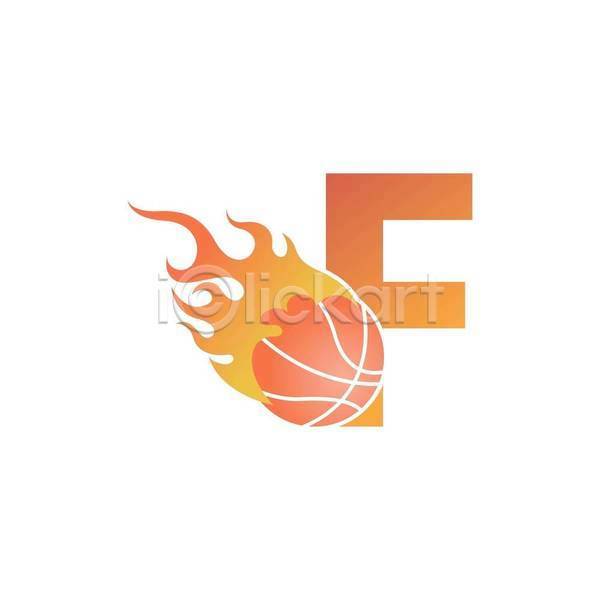 사람없음 EPS 일러스트 해외이미지 F 농구 농구공 불꽃(불) 심볼 주황색 타이포그라피