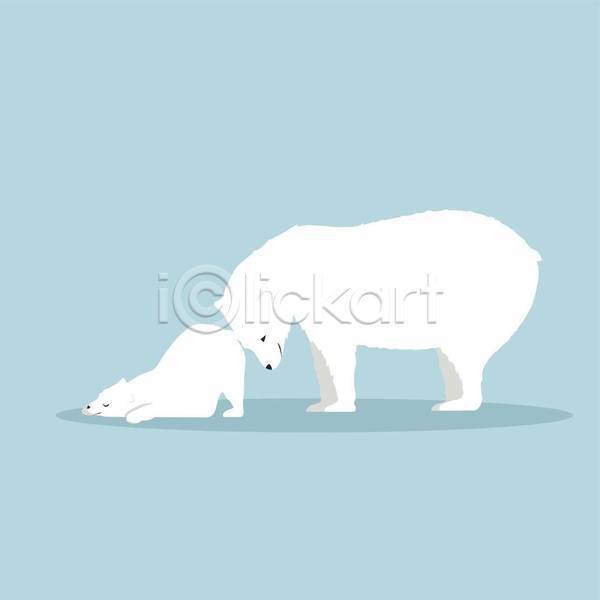 사람없음 EPS 일러스트 해외이미지 두마리 디자인 백그라운드 북극곰 새끼 엎드리기 하늘색