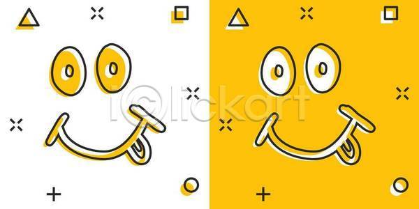 사람없음 EPS 일러스트 해외이미지 낙서 노란색 라인아트 웃음 표정