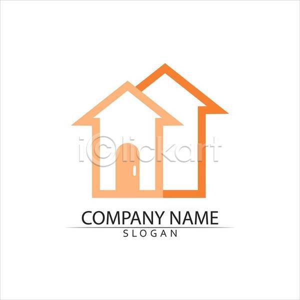 사람없음 EPS 일러스트 해외이미지 디자인 심볼 주택 주황색 집모양