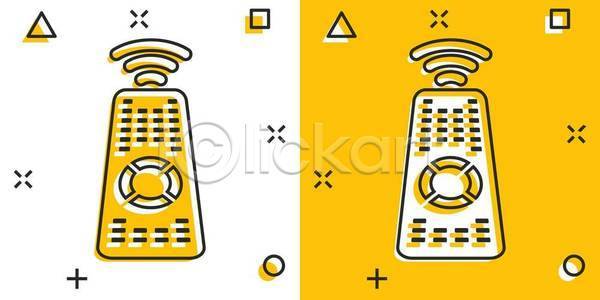 사람없음 EPS 일러스트 해외이미지 노란색 라인아트 리모컨 통신