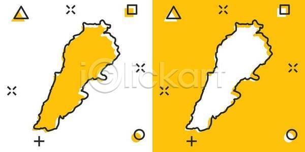 사람없음 EPS 일러스트 해외이미지 노란색 라인아트 레바논 지도 지리