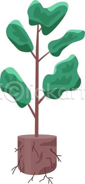 사람없음 EPS 일러스트 해외이미지 나뭇가지 나뭇잎 묘목 반려식물 분갈이 뿌리 원예 흙