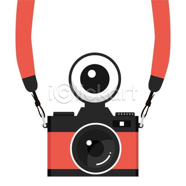 사람없음 EPS 일러스트 해외이미지 복고 빨간색 스트랩 조명 카메라