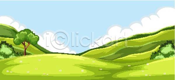 EPS 일러스트 해외이미지 그래픽 그림 나무 내추럴 디자인 만화 미술 백그라운드 산 야외 자연 장면 초록색 컬러풀 클립 클립아트 풍경(경치) 해외일러스트 환경