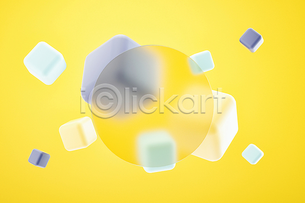 사람없음 3D PSD 디지털합성 편집이미지 공백 글래스모피즘 노란색 도형 백그라운드 원형 유리 육면체 카피스페이스 편집 편집소스 프레임