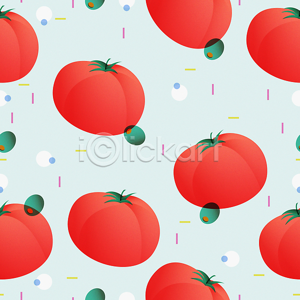 사람없음 AI(파일형식) 일러스트 빨간색 여름(계절) 올리브 토마토 패턴 패턴백그라운드 하늘색