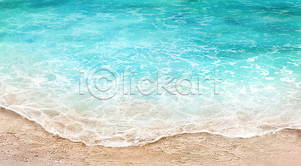 평화 사람없음 PSD 일러스트 모래사장 물결 바다 베이지색 여름(계절) 자연 자연백그라운드 풍경(경치) 하늘색 해변 해수욕장