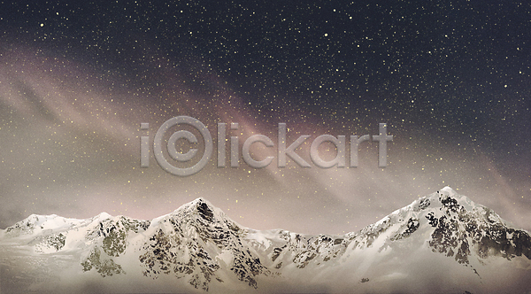 평화 사람없음 PSD 일러스트 겨울 극지방 남색 밤하늘 별 설산 야간 오로라 자연 자연백그라운드 풍경(경치) 회색