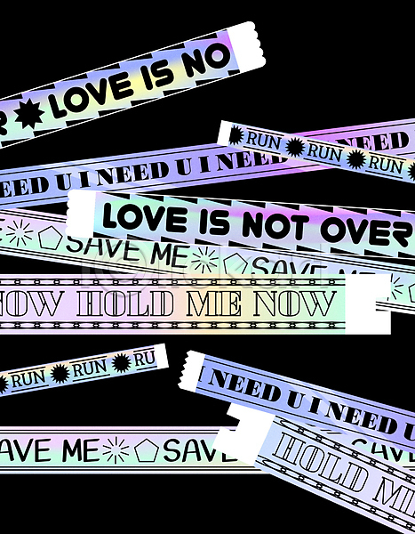 사랑 사람없음 AI(파일형식) 일러스트 뉴트로 문자 문장 스티커 영어 컬러풀 타이포그라피 테이프 홀로그램