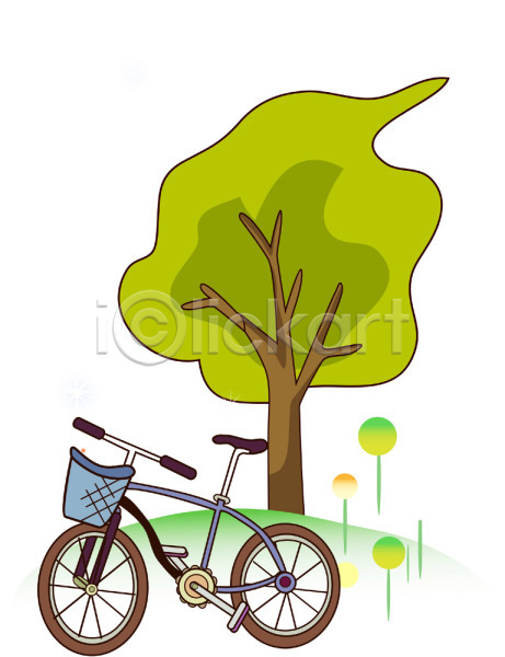 사람없음 EPS 일러스트 나무 백그라운드 야외 언덕 육상교통 자연 자전거 주간 초원(자연) 클립아트 풍경(경치) 한그루