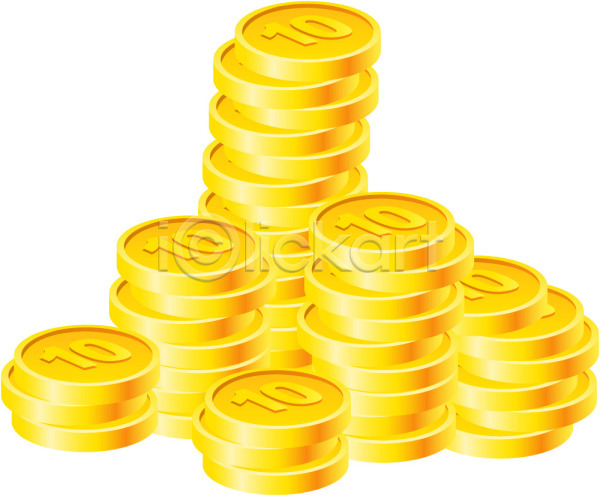사람없음 EPS 아이콘 경제 금융 노란색 돈 동전 산업 십원 쌓기 오브젝트 컬러