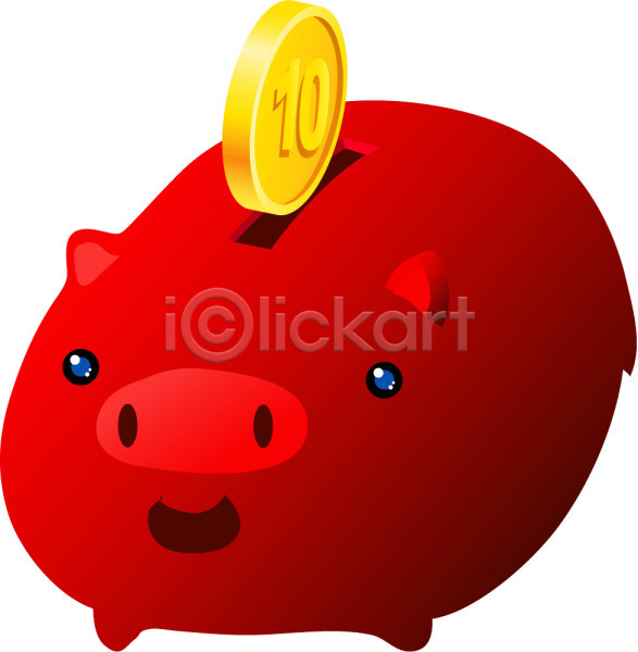 절약 사람없음 EPS 아이콘 금융 돈 동물 동전 돼지 돼지저금통 빨간색 산업 십원 오브젝트 원화 저금통 저축 캐릭터 컬러 한마리