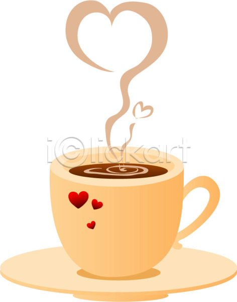 따뜻함 사람없음 EPS 아이콘 음료 음식 잔 차(음료) 찻잔 커피 커피잔 컵 컵받침 하트 한잔