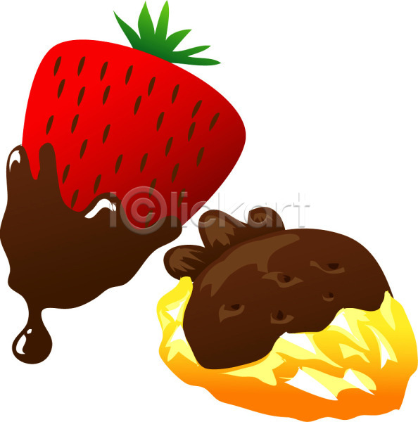 사람없음 EPS 아이콘 과일 농작물 두개 딸기 묻은 식물 음식 초콜릿