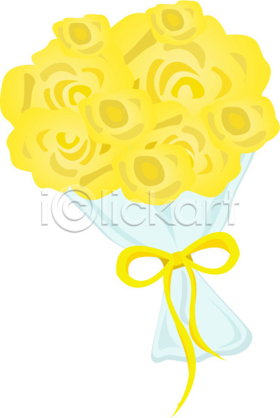 사람없음 EPS 아이콘 꽃 꽃다발 노란색 리본 선물 식물 장식 컬러 포장 한다발