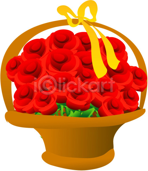 사람없음 EPS 아이콘 꽃 꽃바구니 리본 빨간색 선물 식물 장미 장식 컬러