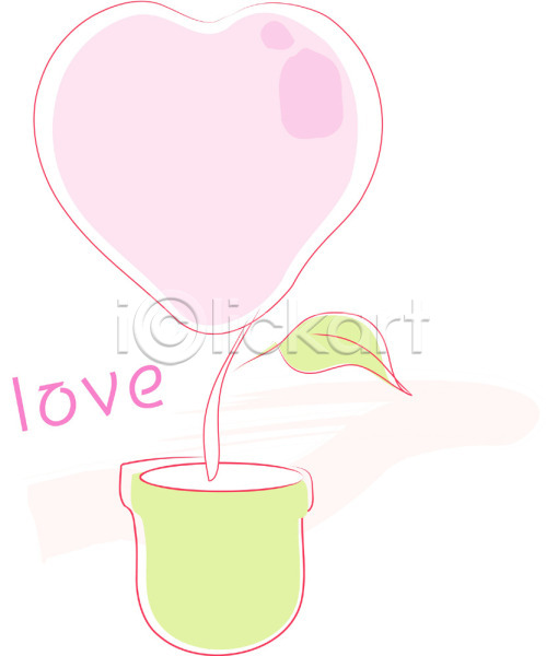 사랑 사람없음 EPS 아이콘 문자 분홍색 식물 알파벳 연두색 영어 컬러 풍선 하트 화분