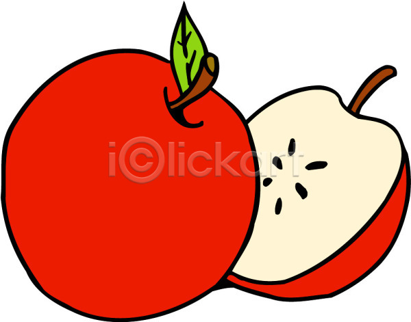 사람없음 EPS 아이콘 과일 농작물 반 반쪽 빨간색 사과 사과(과일) 식물 음식 컬러