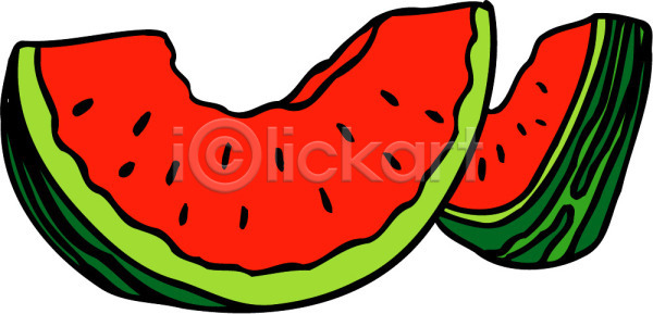 사람없음 EPS 아이콘 과일 농작물 두조각 빨간색 수박 식물 입모양 줄무늬 초록색 컬러